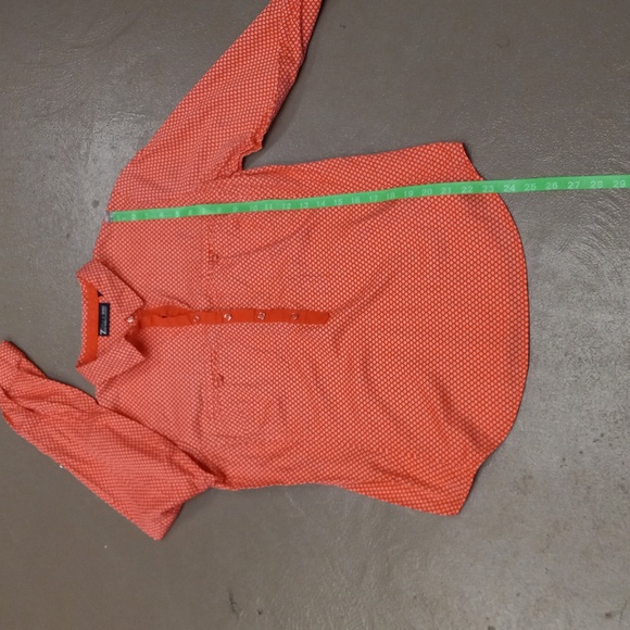 7th Avenue Design Studio Coral and White Longsleeve Blouse with Buttons - Picture 2 of 8